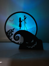 Load image into Gallery viewer, 3D Printed Jack Skellington Tea Light Lantern with Colour Changing Light