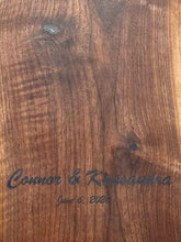 Load image into Gallery viewer, ** Pre Order** Personalized Walnut Charcuterie Board with Carved Handle – Custom Engraved Serving Board