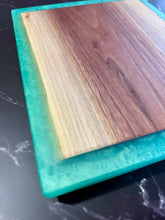 Load image into Gallery viewer, Walnut and Seafoam GreenEpoxy River Board