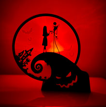 Load image into Gallery viewer, 3D Printed Jack Skellington Tea Light Lantern with Colour Changing Light