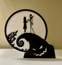 Load image into Gallery viewer, 3D Printed Jack Skellington Tea Light Lantern with Colour Changing Light