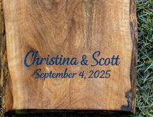 Load image into Gallery viewer, ** Pre Order** Personalized Walnut Charcuterie Board with Carved Handle – Custom Engraved Serving Board