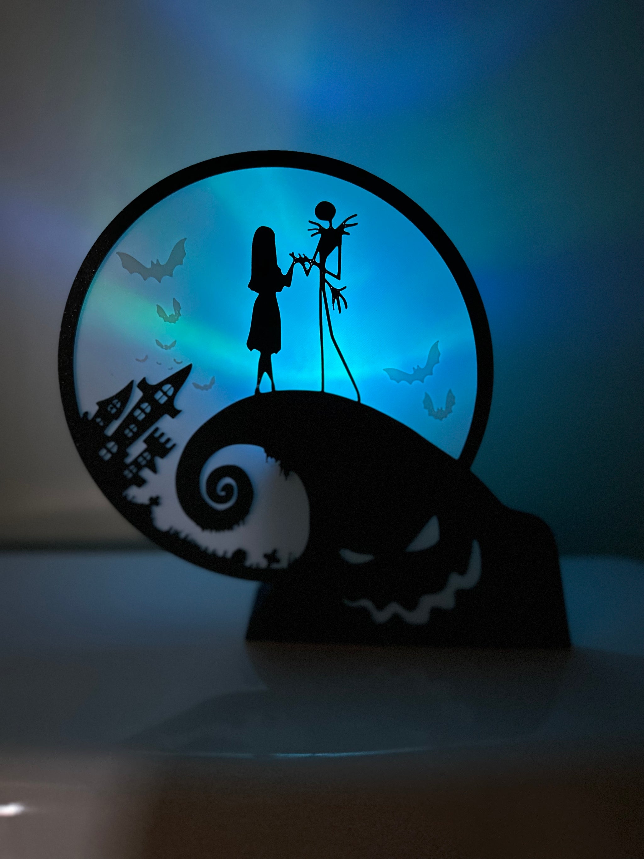 3D Printed Jack Skellington Tea Light Lantern with Colour