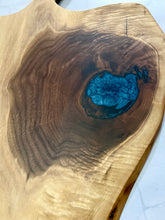 Load image into Gallery viewer, Walnut Charcuterie Board with English Blue Epoxy
