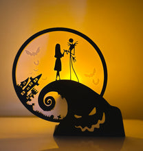 Load image into Gallery viewer, 3D Printed Jack Skellington Tea Light Lantern
