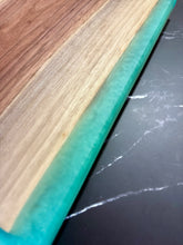 Load image into Gallery viewer, Walnut and Seafoam GreenEpoxy River Board
