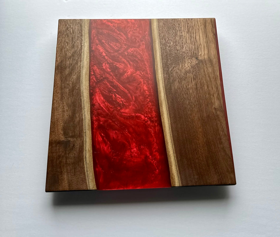 Walnut and Red Epoxy River Board