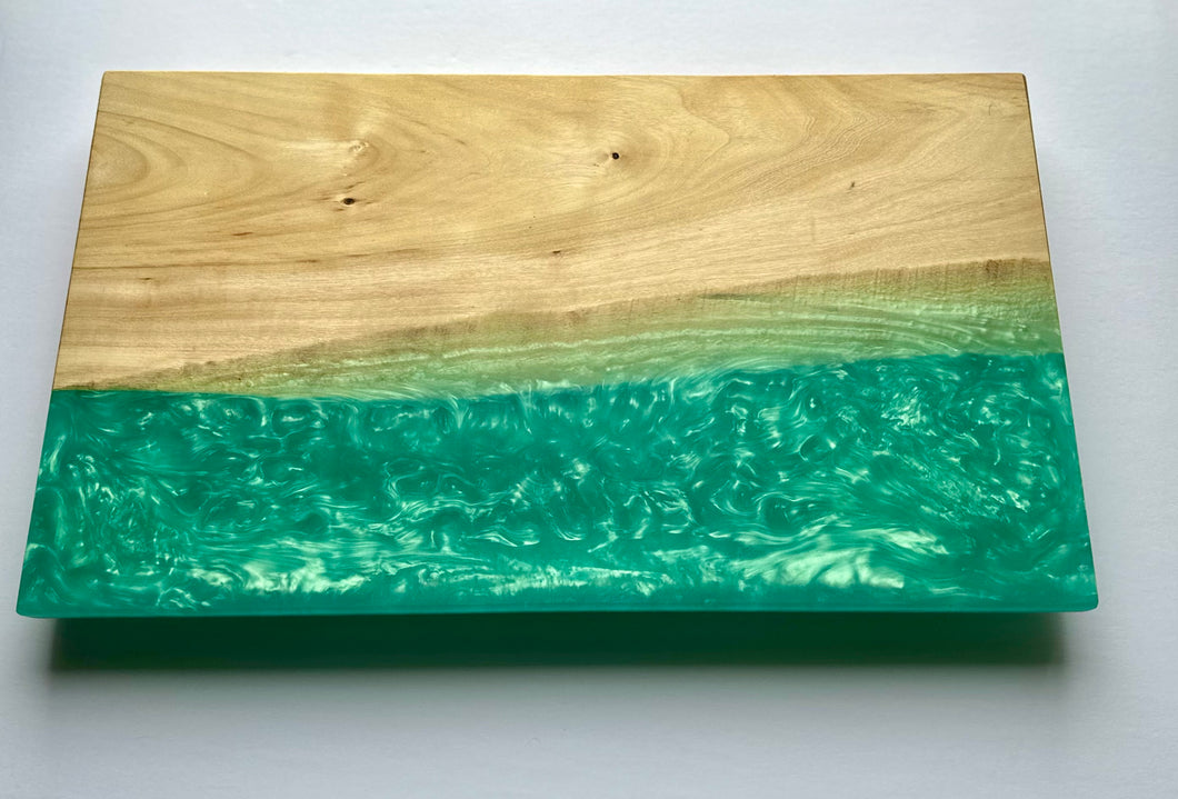 Mappa burl and Seafoam Green Epoxy Charcuterie Board