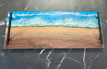 Load image into Gallery viewer, Walnut Layered Epoxy Ocean Serving Board

