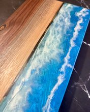 Load image into Gallery viewer, Walnut Layered Epoxy Ocean Serving Board
