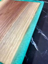 Load image into Gallery viewer, Walnut and Seafoam GreenEpoxy River Board
