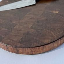 Load image into Gallery viewer, Round Walnut End Grain Cutting Board
