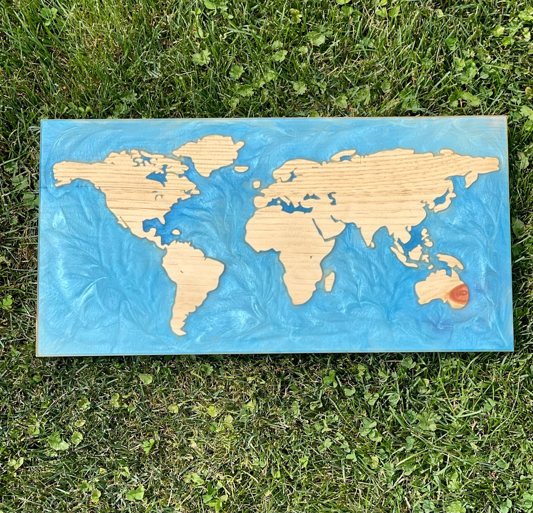 World Map Epoxy Inlay